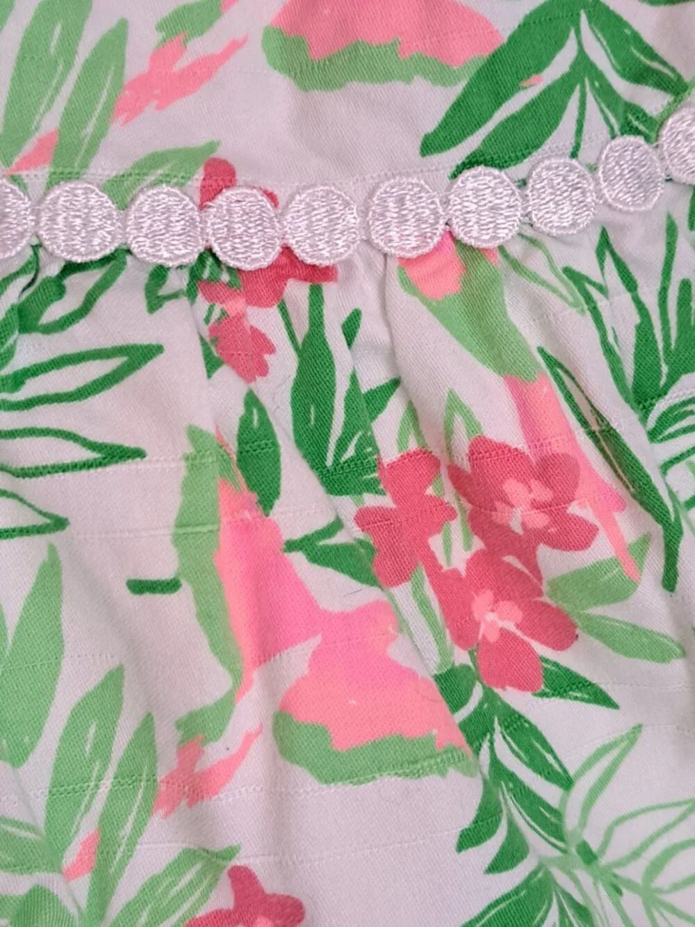 Janie and Jack 4 Floral Print Girls Sleeveless Dress Lace Trim Pink Sundress - Picture 2 of 9